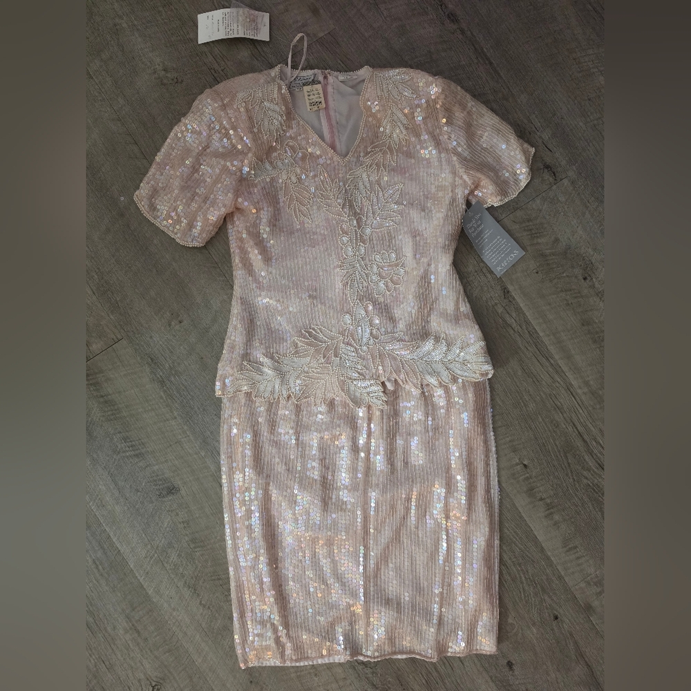 Stenay Vintage Couture Blush Sequin Embellished Dress NWT